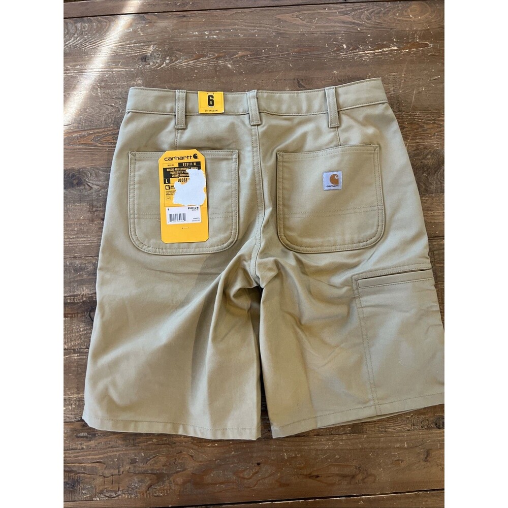 Carhartt NWT Rugged Flex Loose fit Women’s 6 Khaki Work Shorts Outdoor